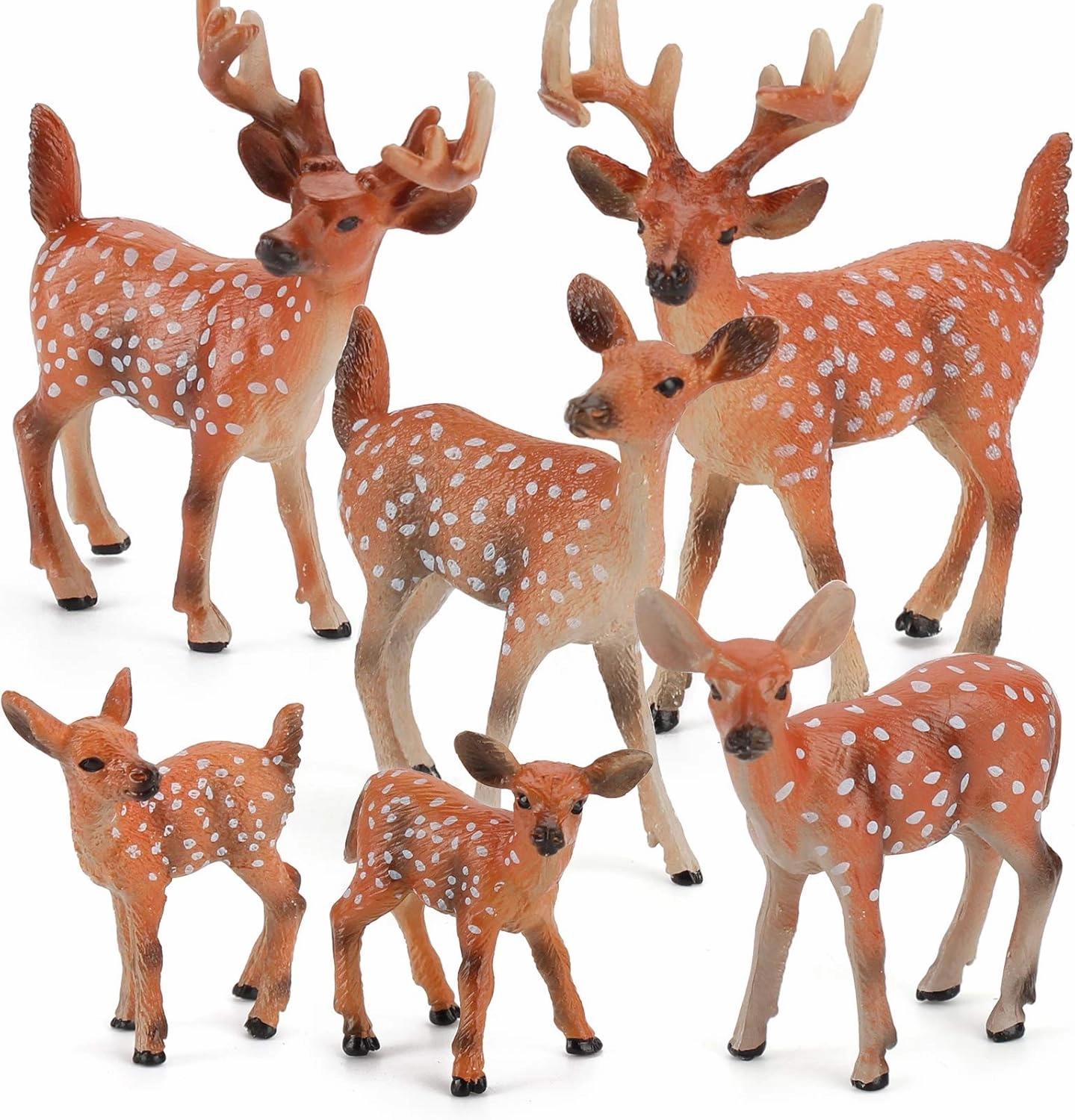 Fantarea 6 PCS Realistic Wild Animal Model Figure White-Tailed Deer Figurine Collection Party Favors Supplies Decoration Cake Toppers Set Education Toys for 5 6 7 8 Years Old Boys Girls Kid Toddlers