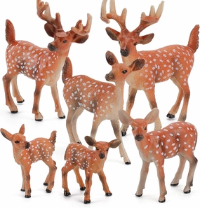 Fantarea 6 PCS Realistic Wild Animal Model Figure White-Tailed Deer Figurine Collection Party Favors Supplies Decoration Cake Toppers Set Education Toys for 5 6 7 8 Years Old Boys Girls Kid Toddlers