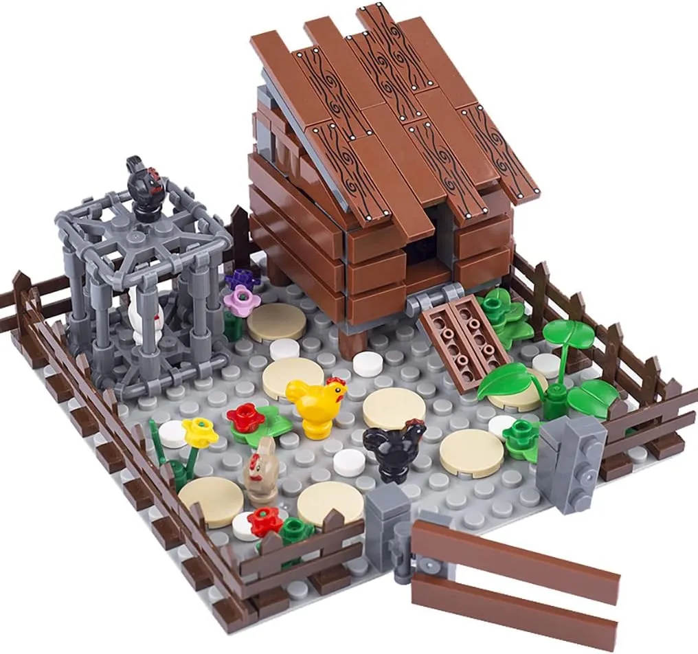 Farm Field Set Building Blocks Plant Animal Crops Building Bricks Kit DIY Building Set Compatible All Major Brands (D)