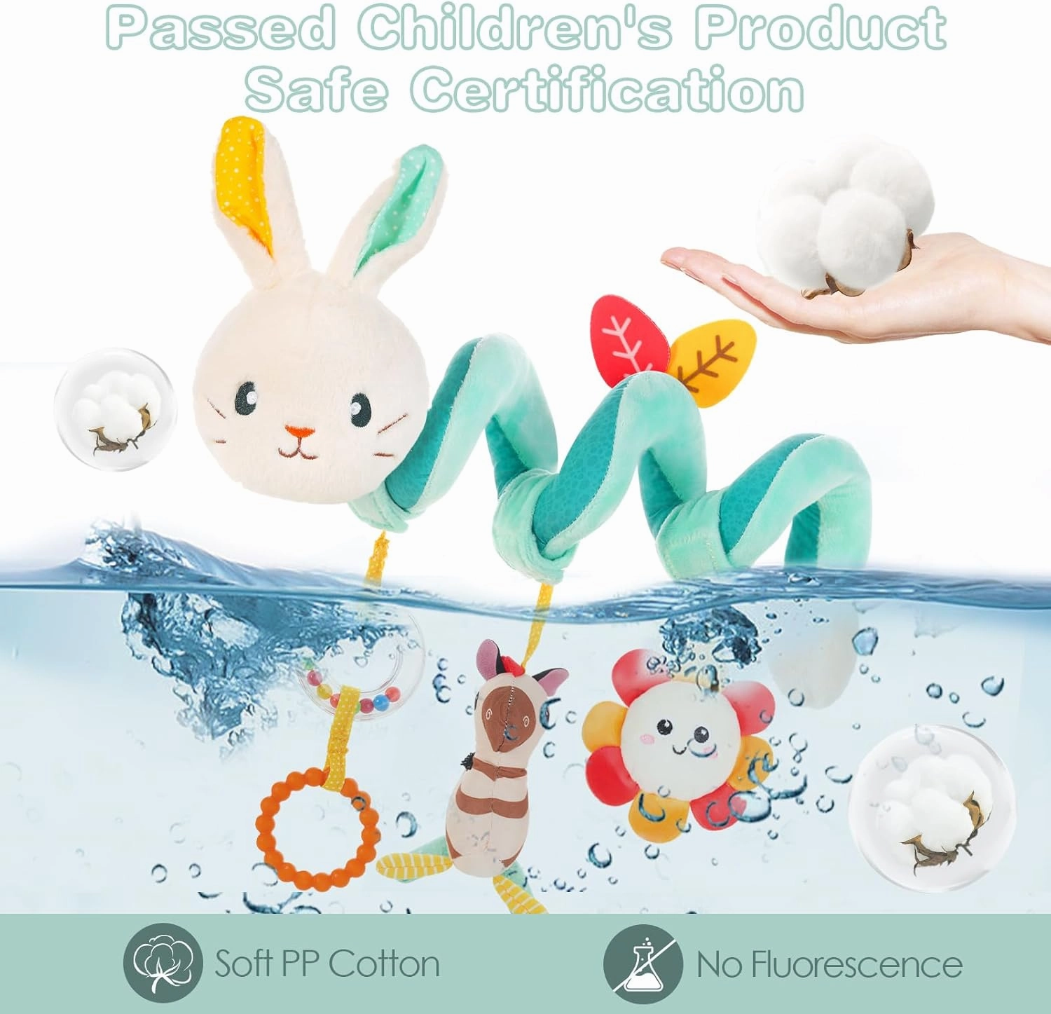 FATI Car Seat Toys for Babies 0-6 Months, Stroller & Crib Toys with Squeaker Rattles - Ideal Gifts