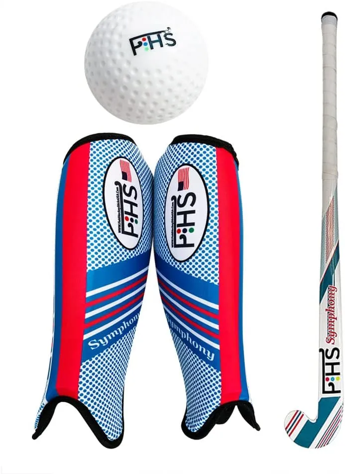 Field Hockey Sticks 30 Inch 32 Inch 34 Inch Shin Guards Ball Bag Complete Gift Set - Hockey Stick Colorful Hockey Ball Set