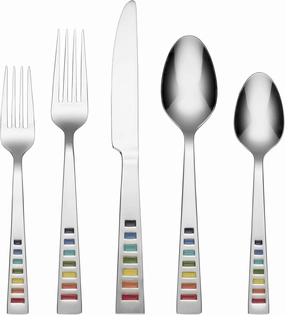 Fiesta - 641020R Fiesta Celebration 20-Piece Flatware Silverware Set, Service for 4, Stainless Steel, Includes Forks/Knife/Spoons