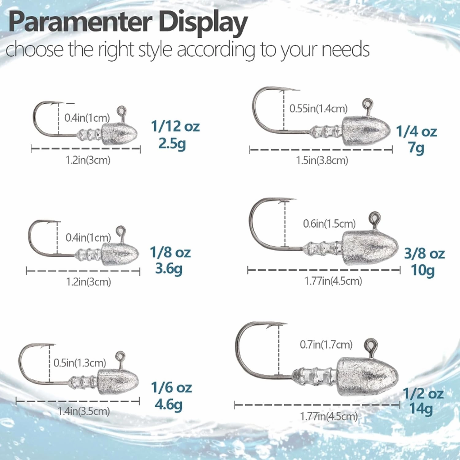 Fish Hooks 10pcs Jig Head Fishing Hook High Carbon Steel Barbed Fishhooks Soft Lure Fishing for Riverside Fishing, 4.6g