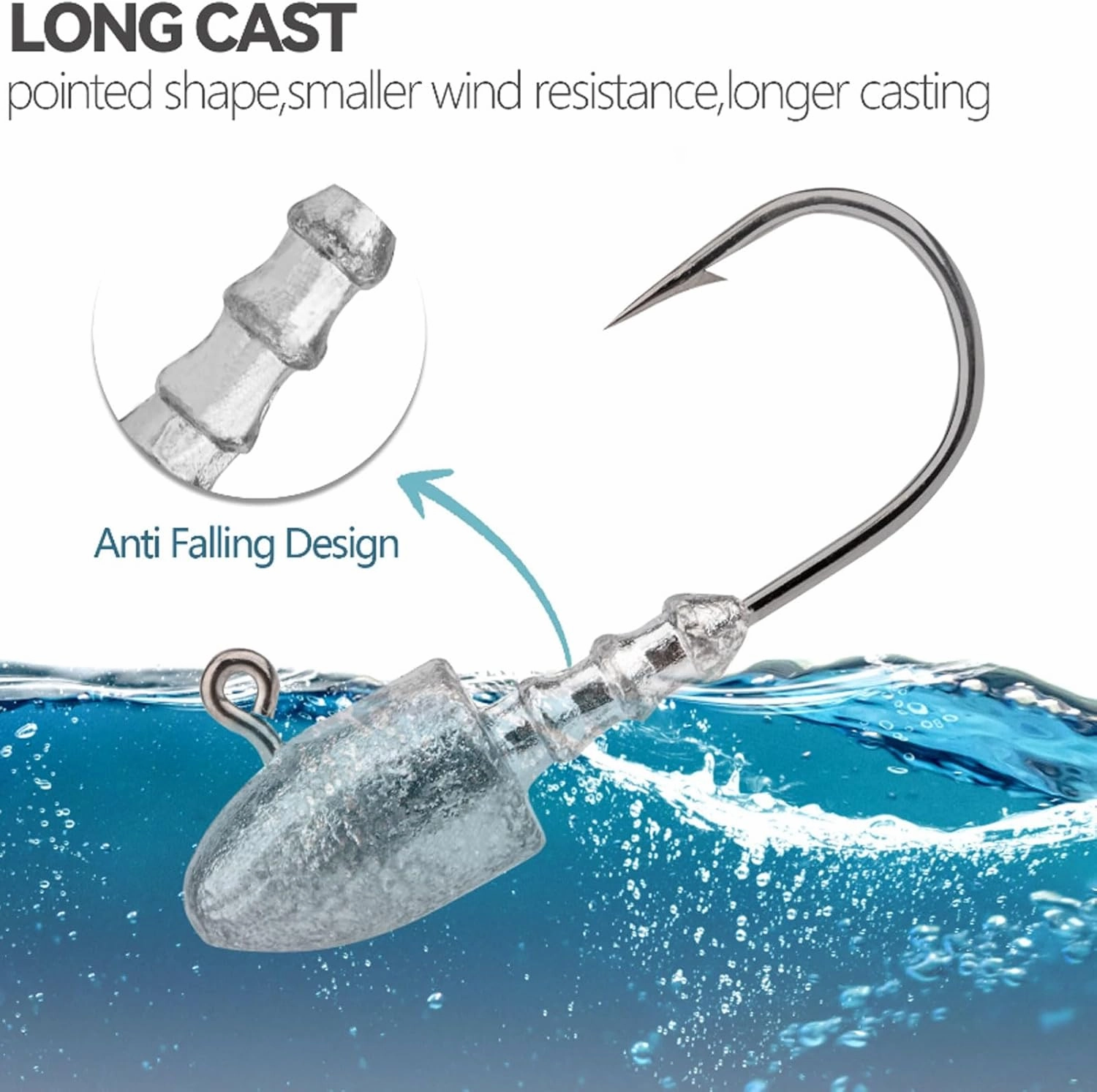 Fish Hooks 10pcs Jig Head Fishing Hook High Carbon Steel Barbed Fishhooks Soft Lure Fishing for Riverside Fishing, 4.6g