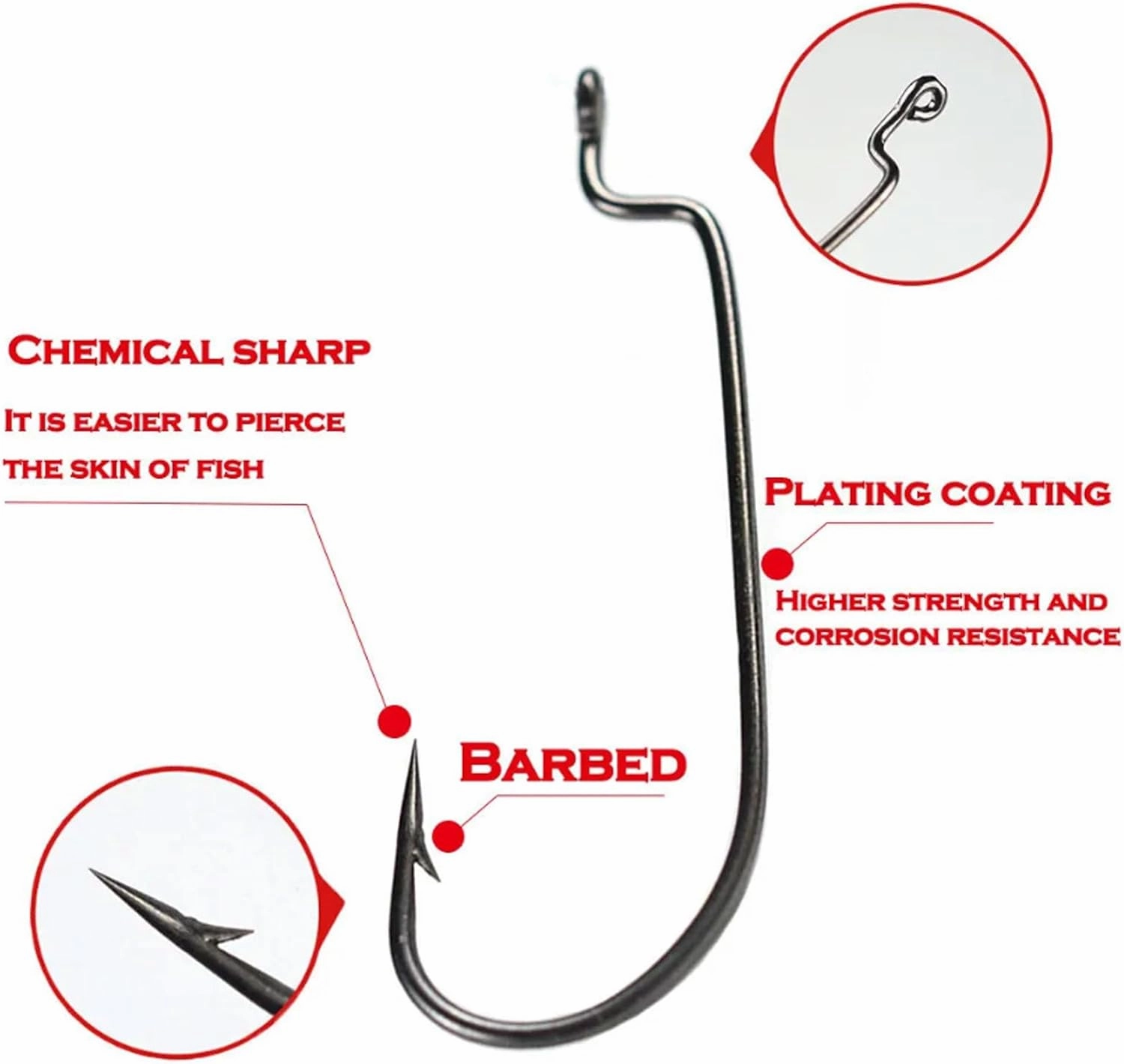 Fish Hooks ﻿ Narrow Crank Hook 20 Bag High Carbon Steel Rig Jig Fishing Soft Bait Worm Hook for Riverside Lakeside Fishing