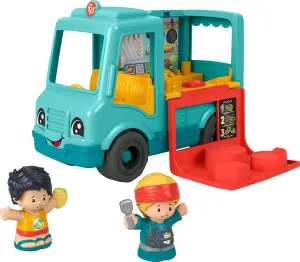 Fisher-Price Little People Musical Toddler Toy Serve It Up Food Truck Vehicle with 2 Figures for Pretend Play Kids Ages 1  Years​