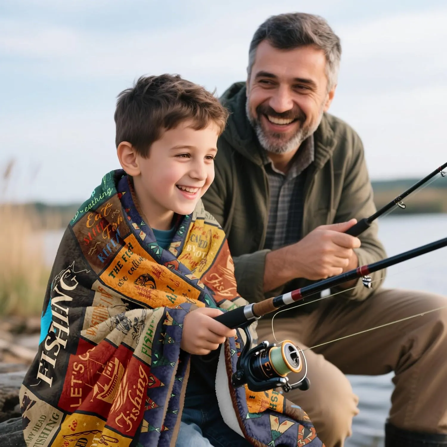 Fishing Gifts for Men Blanket 50" X 60", Funny Fish Gift for Boys, Fish Present for Women Unique, Best Gift for Fisherman, Gifts for Man Who Love Fishing