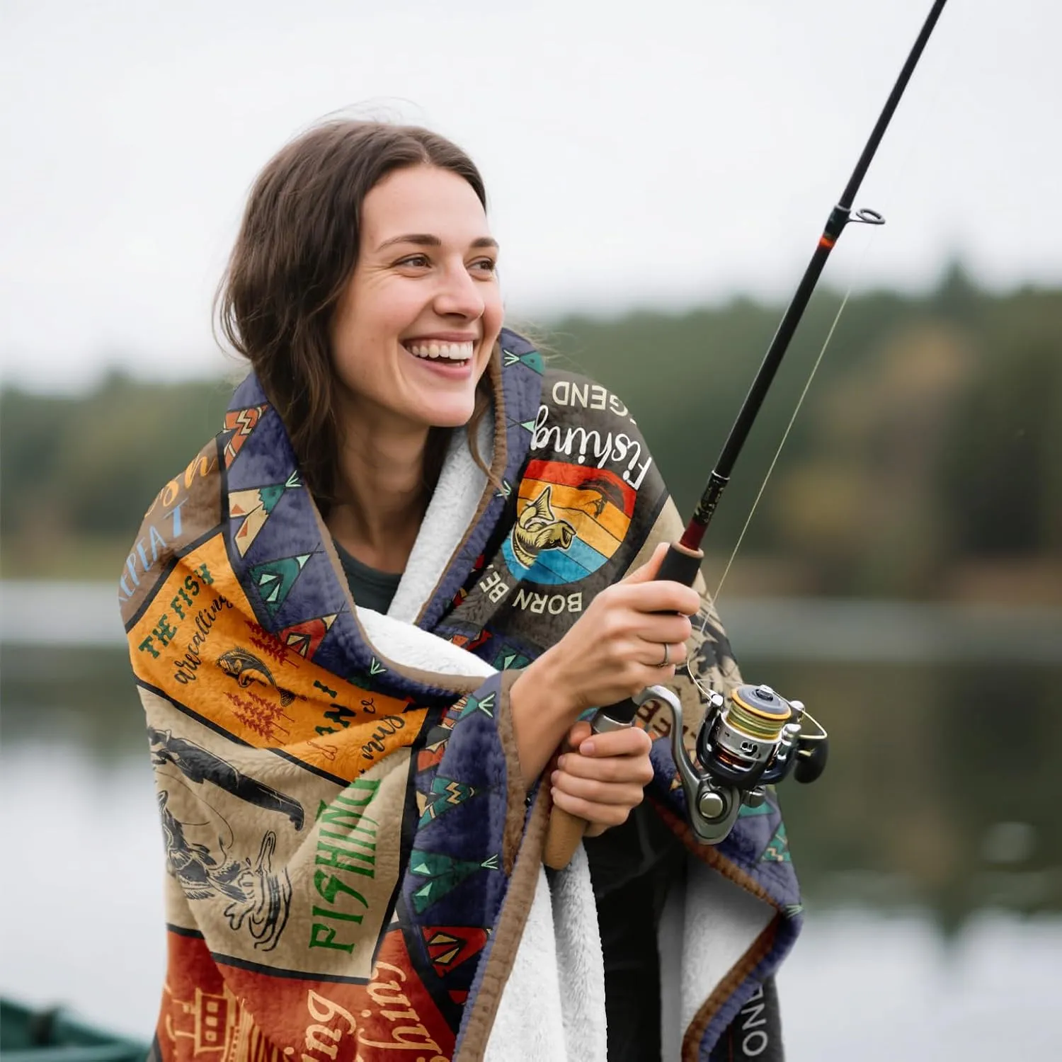Fishing Gifts for Men Blanket 50" X 60", Funny Fish Gift for Boys, Fish Present for Women Unique, Best Gift for Fisherman, Gifts for Man Who Love Fishing