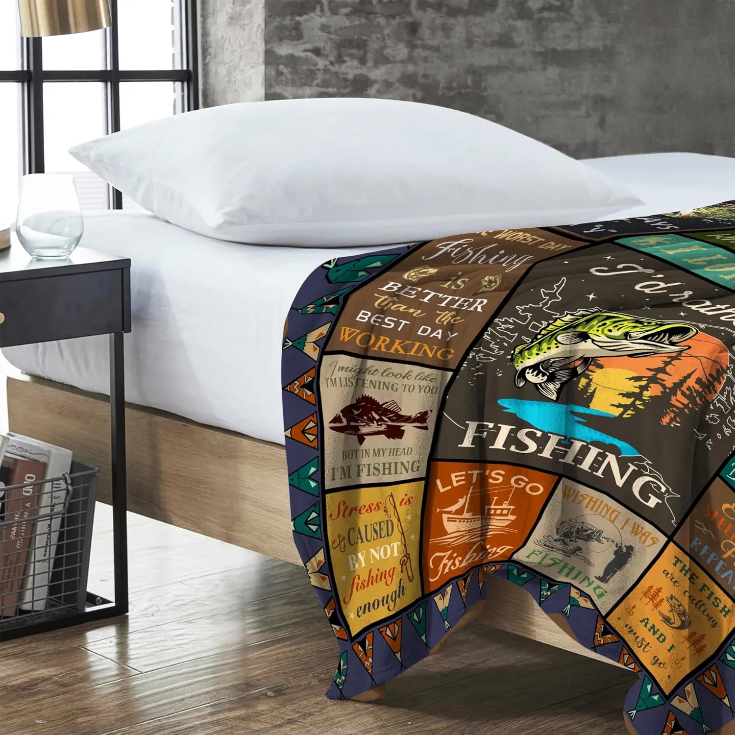 Fishing Gifts for Men Blanket 50" X 60", Funny Fish Gift for Boys, Fish Present for Women Unique, Best Gift for Fisherman, Gifts for Man Who Love Fishing