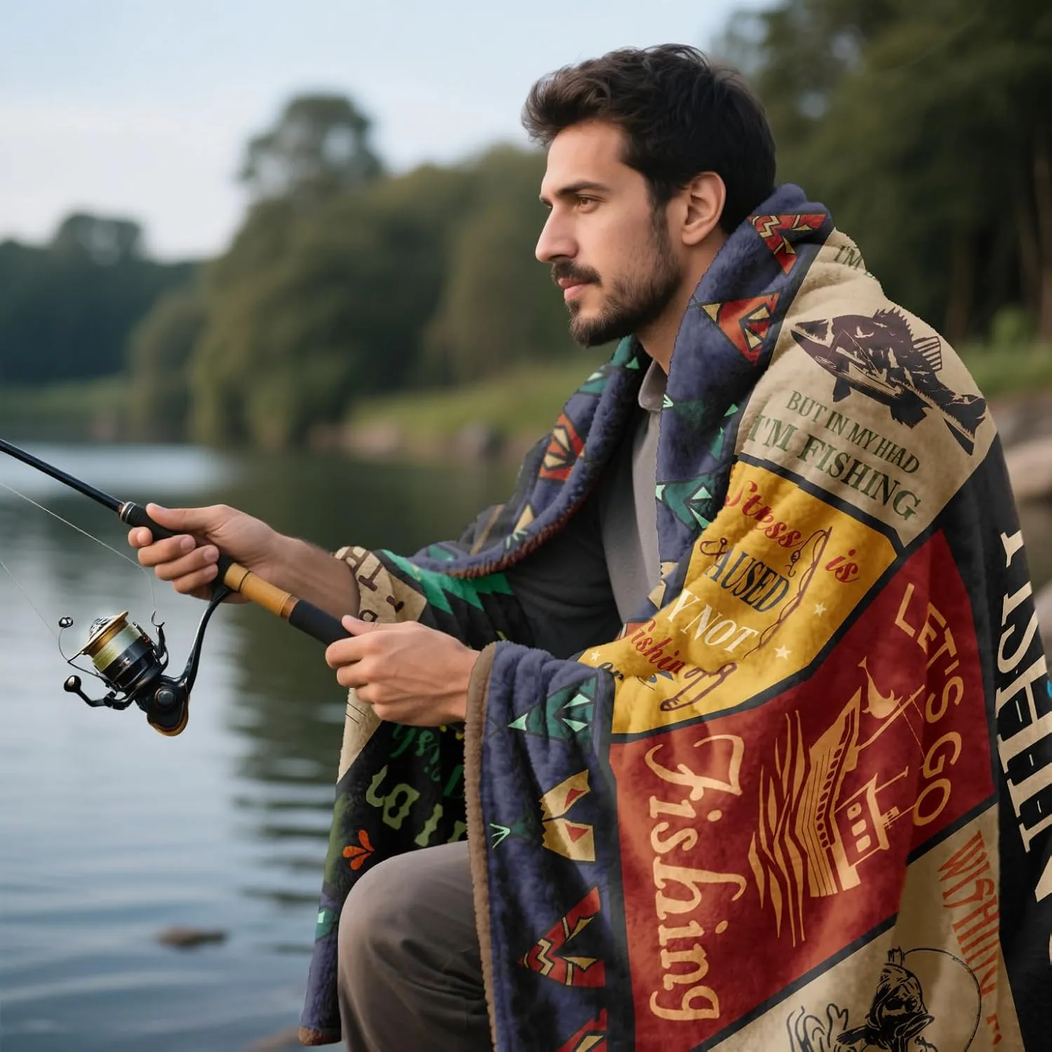 Fishing Gifts for Men Blanket 50" X 60", Funny Fish Gift for Boys, Fish Present for Women Unique, Best Gift for Fisherman, Gifts for Man Who Love Fishing