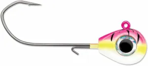 Fishing Lure Jig 1/4 oz - Pink Fire UV - Pack of 4 Jig Heads Baits Spinner Soft Plastics Freshwaters Hook Technique Gear Tackle Depth Bladed Jigs Saltwater Accessories