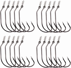 Fishing Hooks 20pcs Twist Lock Fishing Hooks Hooks Kit with Centering Pin for Soft Lure Baits 5 Sizes Fishing Accessories (Color : B)