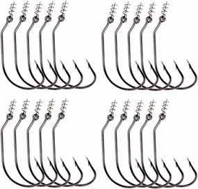 Fishing Hooks 20pcs Twist Lock Fishing Hooks Hooks Kit with Centering Pin for Soft Lure Baits 5 Sizes Fishing (Color : C)