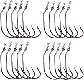 Fishing Hooks 20pcs Twist Lock Fishing Hooks Hooks Kit with Centering Pin for Soft Lure Baits 5 Sizes Fishing (Color : D)
