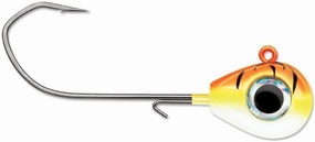 Fishing Lure Jig 1/4 oz - Orange Fire UV - Pack of 4 Jig Heads Baits Spinner Soft Plastics Freshwaters Hook Technique Gear Tackle Depth Bladed Jigs Saltwater Accessories