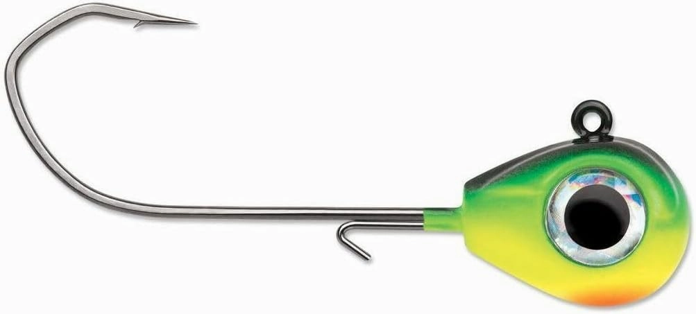 Fishing Lure Jig 3/8 oz - Fire Tiger - Pack of 4 Jig Heads Baits Spinner Soft Plastics Treble Hooks Tail Action Freshwaters Hook Technique Gear Tackle Depth Bladed Jigs Saltwater