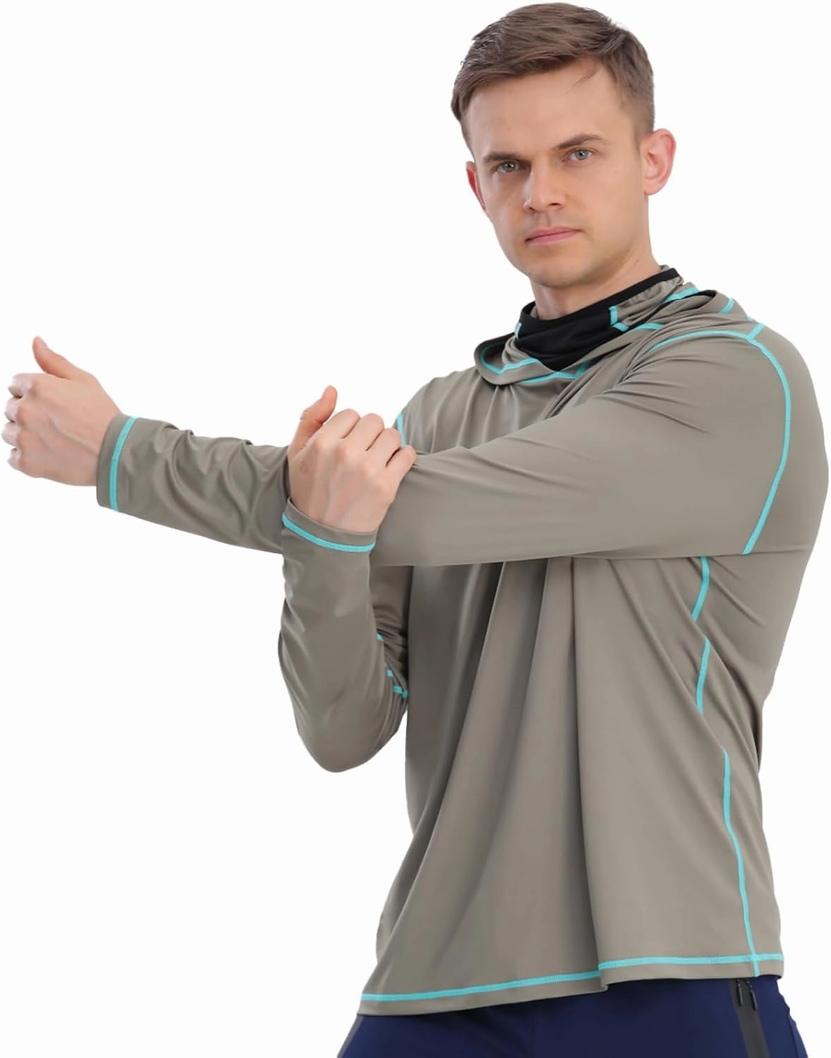 Fishing Shirts for Men,Long Sleeve Rash Guard Shirts Sun Protection Hoodie Athletic Running Hiking Shirt 1/2 Packs