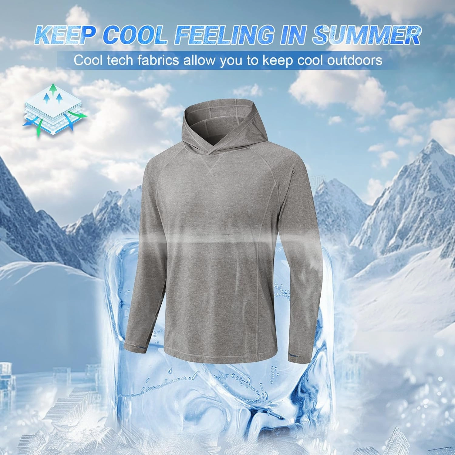 Fishing Shirts for Men Long Sleeve: UPF 100  UV Sun Protection Hoodie - Swimming Hiking Outdoor Running Rash Guard