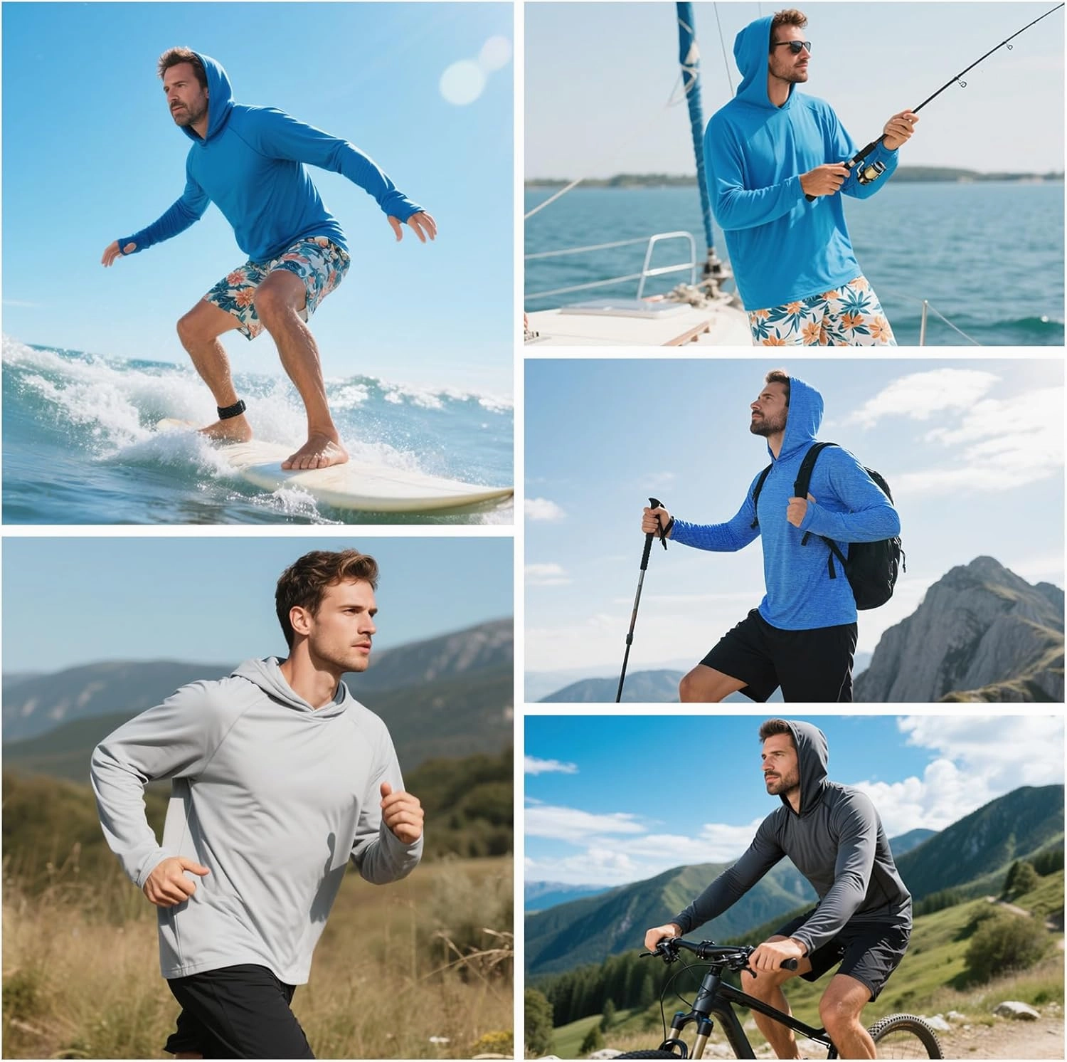 Fishing Shirts for Men Long Sleeve: UPF 100  UV Sun Protection Hoodie - Swimming Hiking Outdoor Running Rash Guard