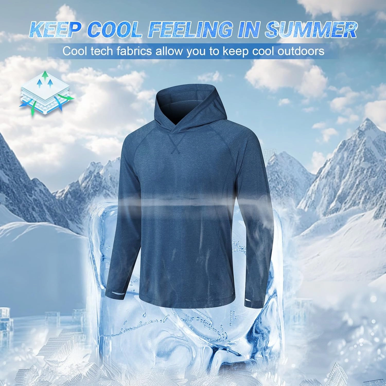 Fishing Shirts for Men Long Sleeve: UPF 100  UV Sun Protection Hoodie - Swimming Hiking Outdoor Running Rash Guard