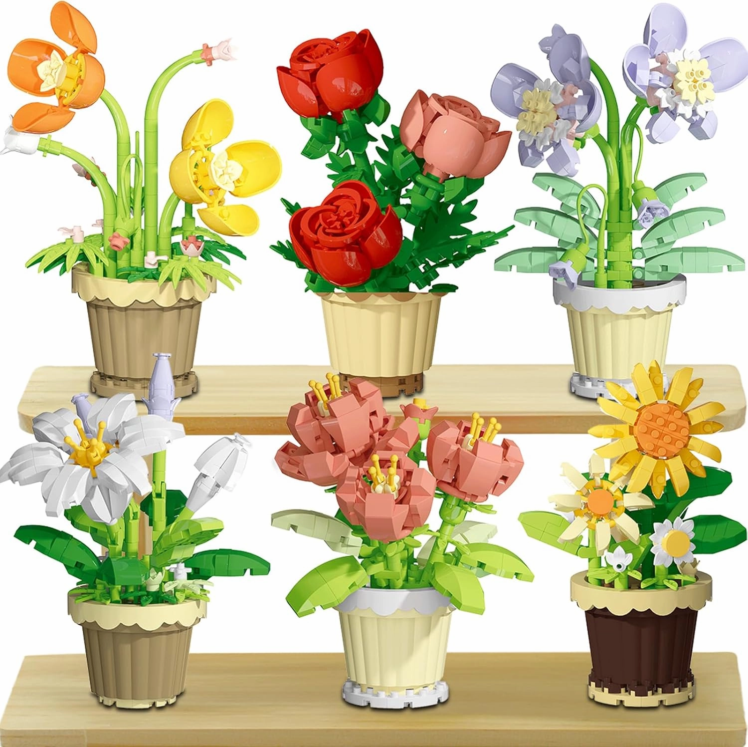Flowers Bonsai Building Sets, Ideal Gifts for Mom, Flower Botanical Building Gifts for Mothers Day Mom Mommy Mother in Law Bonus Step Mothers Gift Adults Birthday Party Office Home Decor -1302PCS