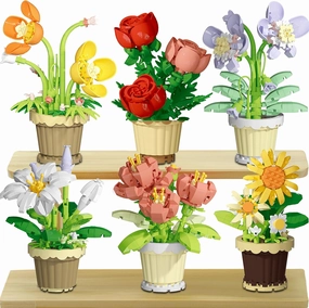 Flowers Bonsai Building Sets, Ideal Gifts for Mom, Flower Botanical Building Gifts for Mothers Day Mom Mommy Mother in Law Bonus Step Mothers Gift Adults Birthday Party Office Home Decor -1302PCS