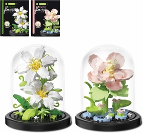 Flowers Bouquet Toys Micro Bricks Building Set with Dust Cover,2 Kinds of Hibiscus Creative Artificial Flower for Boys and Girls,Gifts Ideas for Anniversary, Set for Kids