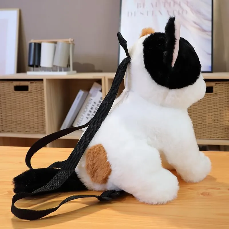 Fluffy Calico Cat Backpack Plush Bag
