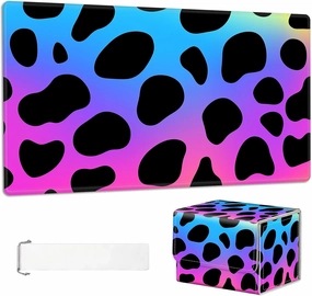 for Mtg Deck Box & Mtg Playmat, Colorful Leopard Print Versatile Trading Card Storage Box Solution and Card Sleeves, Keep Your Cards Organized and Protected