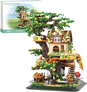 Forest Tree Building House Blocks Set with LED, Creative Toy for Adults Teen 14 , Mini Brick 1877pcs