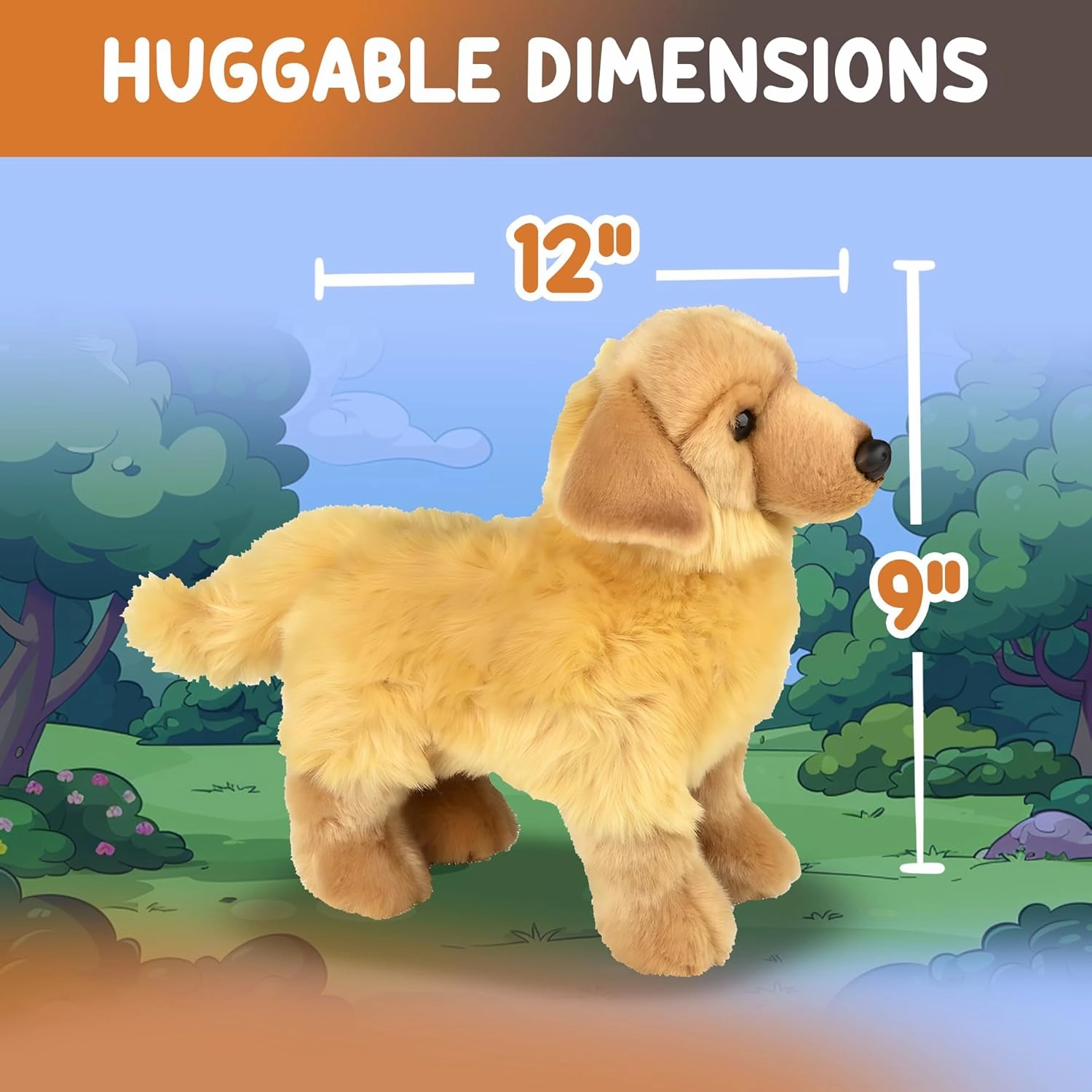 Forest Twelfth 12' Standing Golden Retriever Plush Dog Stuffed Animal Realistic Pet Replica for Kids and Lovers - Perfect Pet Substitute and Educational Tool