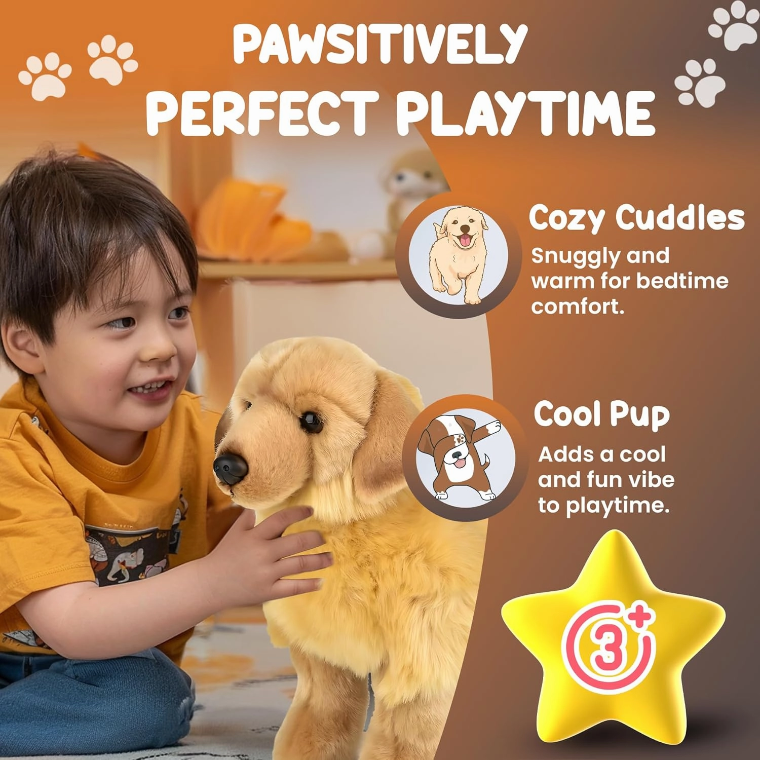 Forest Twelfth 12' Standing Golden Retriever Plush Dog Stuffed Animal Realistic Pet Replica for Kids and Lovers - Perfect Pet Substitute and Educational Tool