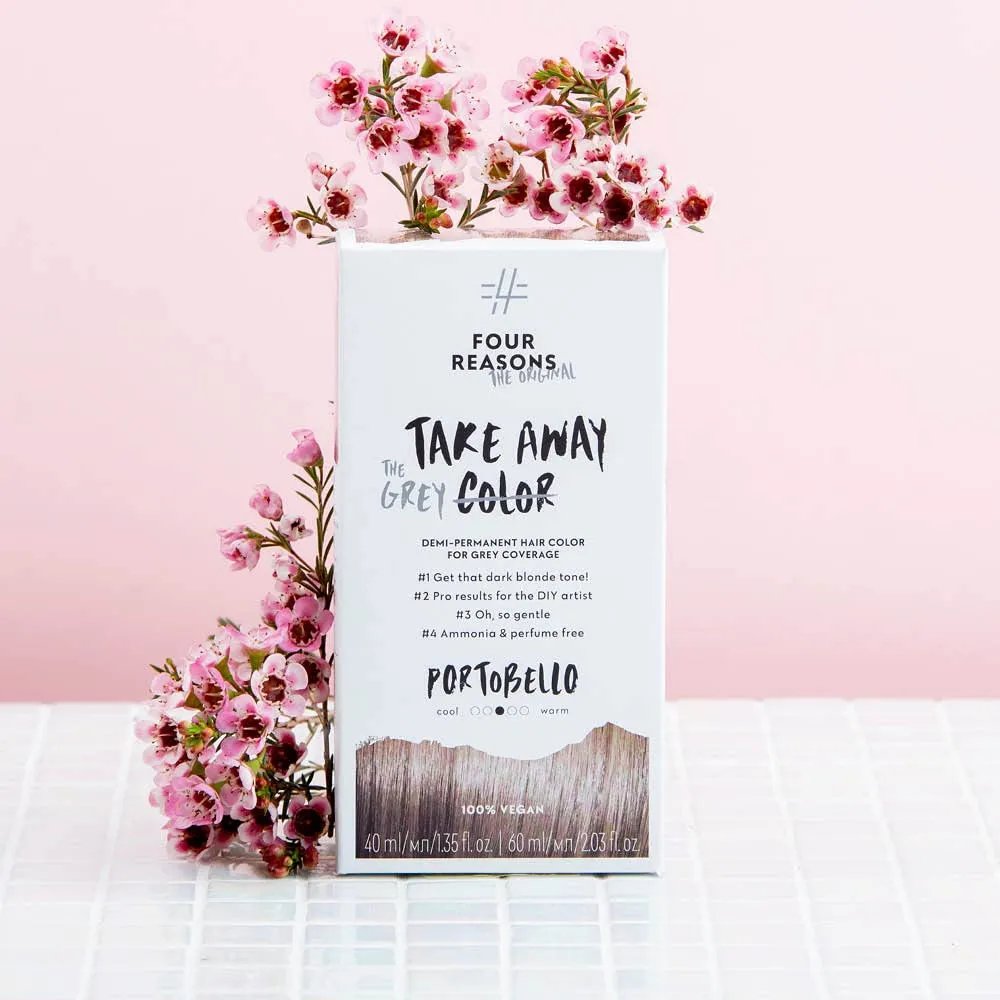 Four Reasons Original Takeaway Color – Portobello 7.0 - Demi-Permanent Hair Color- Ammonia-Free and Fragrance-Free Hair Dye with GRAY COVERAGE - 100% Vegan & Cruelty Free