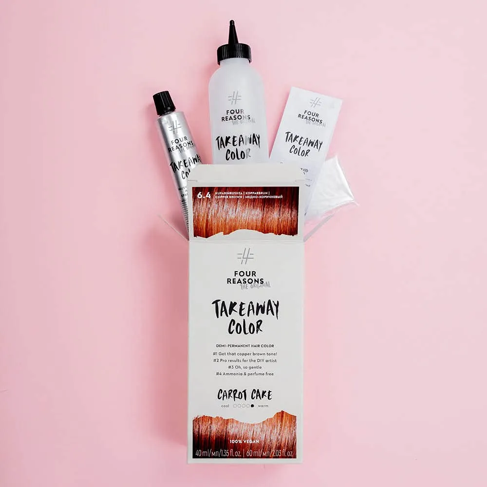 Four Reasons Original Takeaway Color – Portobello 7.0 - Demi-Permanent Hair Color- Ammonia-Free and Fragrance-Free Hair Dye with GRAY COVERAGE - 100% Vegan & Cruelty Free