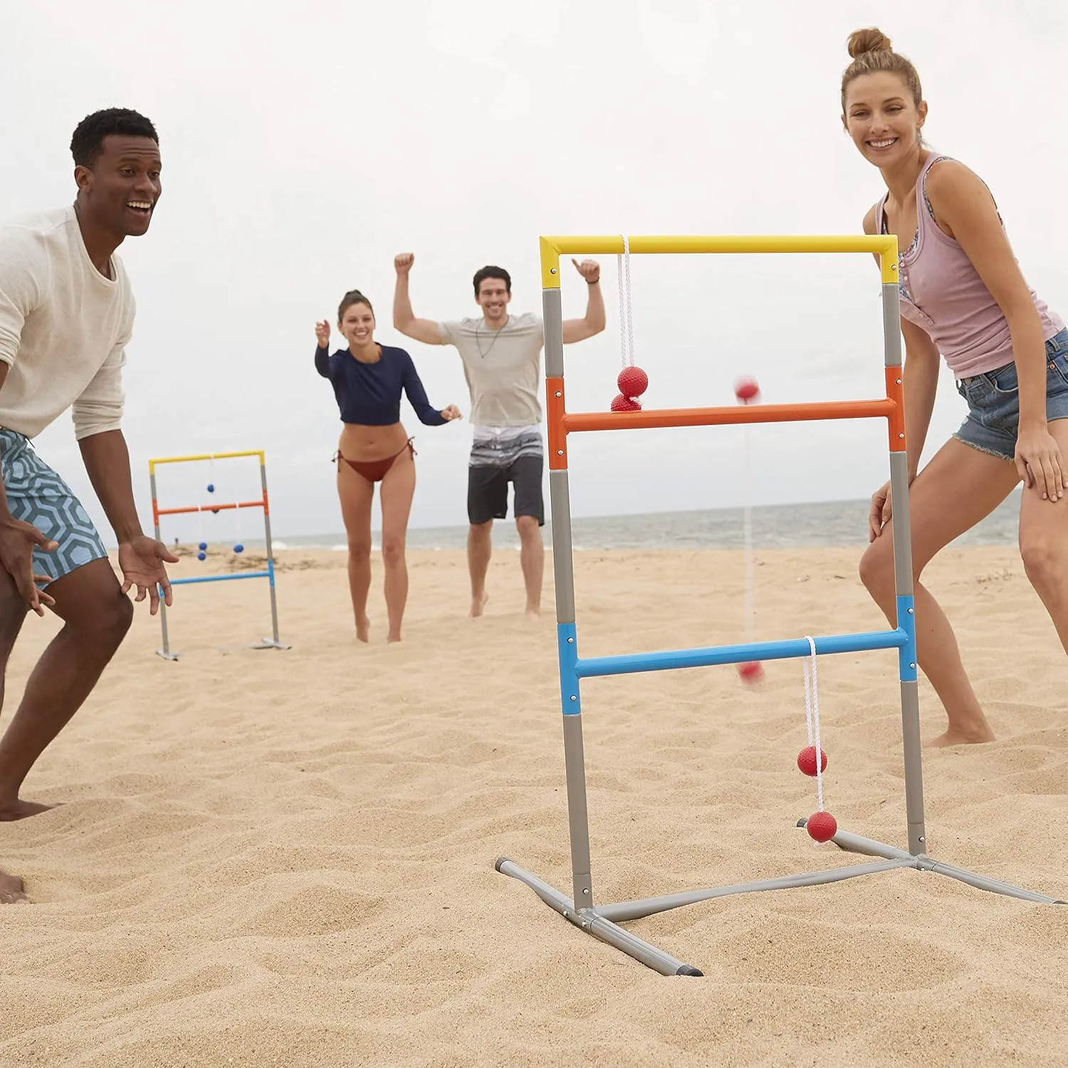 Franklin Sports Ladder Ball Set — Includes 2 Ladder Ball Targets with Weighted Bases and 6 Bolas — Ladder Golf Toss Outdoor Game For Beach or Backyard Fun — Professional, American, and Family Set Options