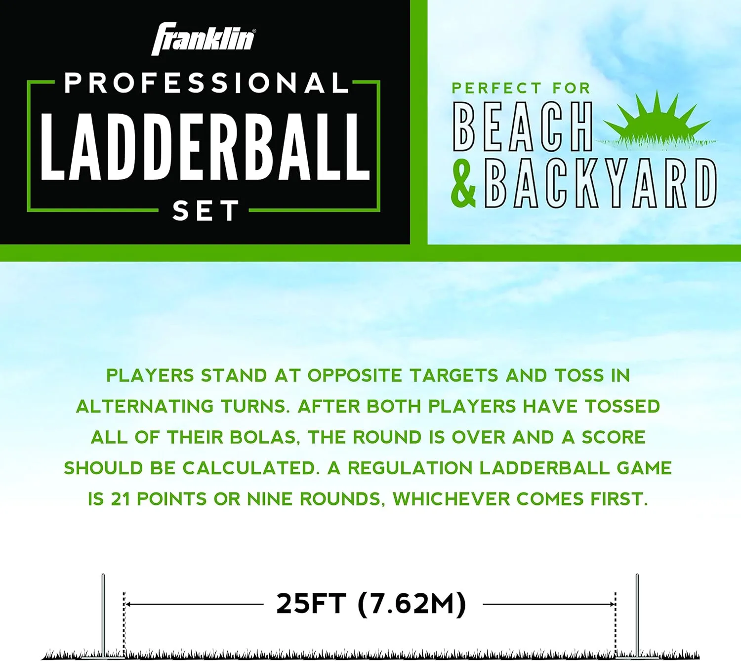 Franklin Sports Ladder Ball Set — Includes 2 Ladder Ball Targets with Weighted Bases and 6 Bolas — Ladder Golf Toss Outdoor Game For Beach or Backyard Fun — Professional, American, and Family Set Options
