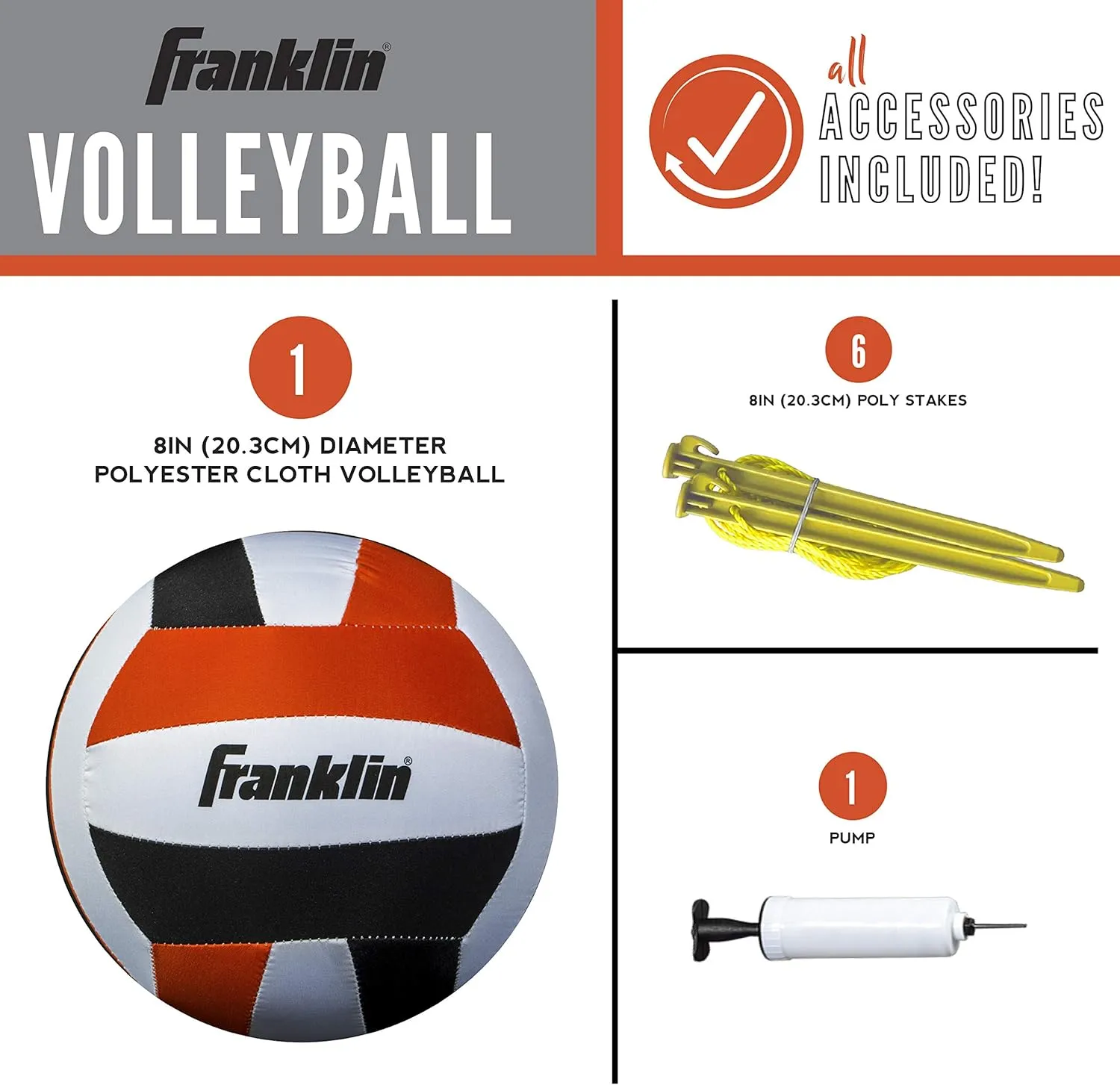 Franklin Sports Outdoor Volleyball Net Sets - Beach   Backyard Portable Volleyball Net with Poles - Complete Outdoor Volleyball Sets with Net   Volleyball Included