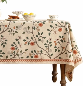 French Tablecloth for Rectangular Tables,Linen Table Cloth with Colorful Floral Pattern,Heavy Durable Table Cover for Dining Thanksgiving Kitchen Decor Party Banquet Christmas,55"*71"