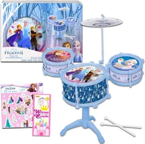 Frozen Toy Drum Set for Kids - Disney Instrument Bundle with Frozen Drum Music Set, Exclusive Frozen Stickers, More | Disney Musical Toys for Toddlers