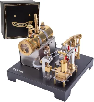 Full Metal Steam Engine Model Kits That Runs, Retrol SE-01 Mini Steam Stationary Beam Steam Engine Model with Horizontal Boiler & Centrifugal Regulator, Physical Experiment Toy