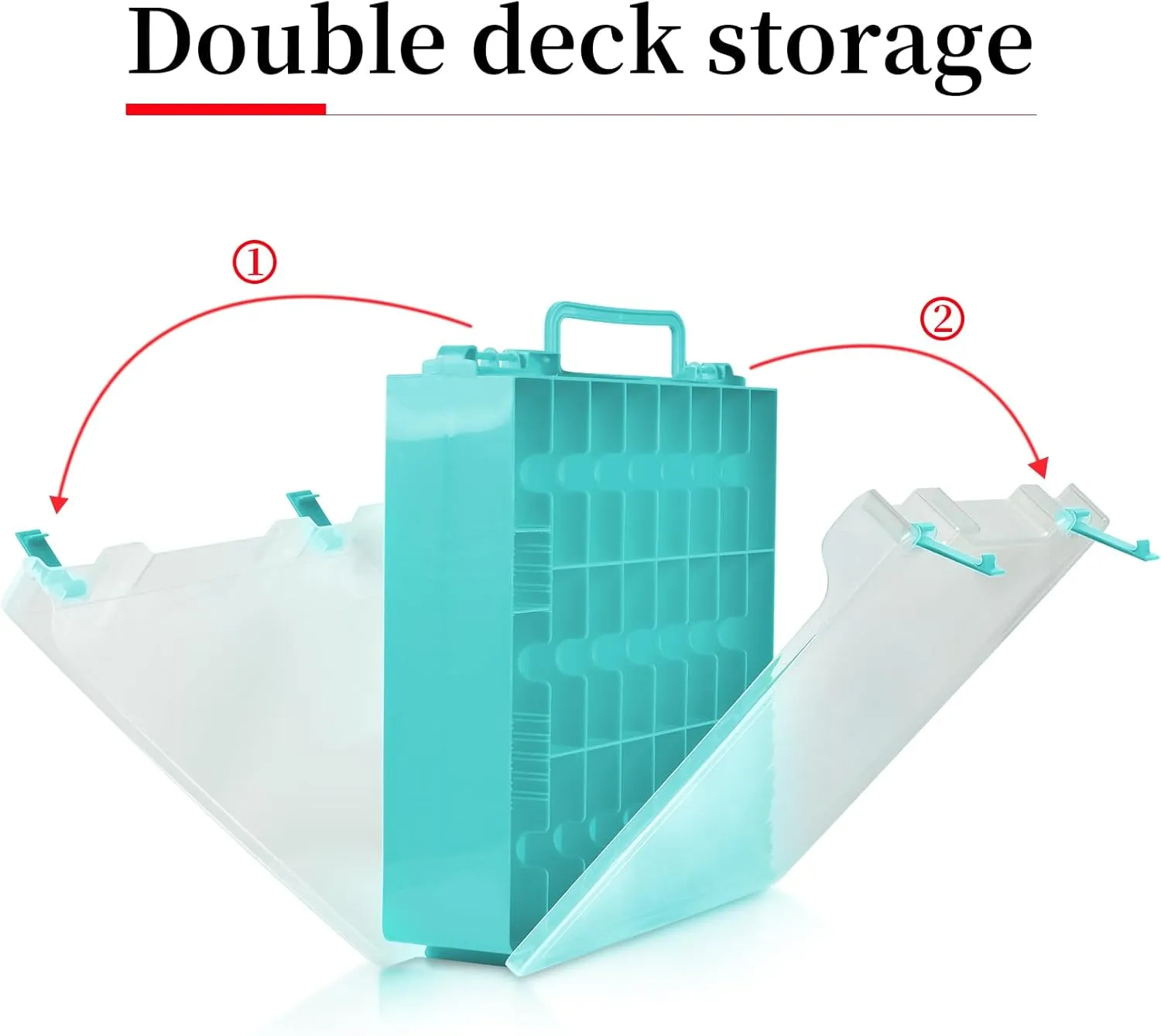 FULLCASE Toys Organizer Storage Compatible with Hot Wheels Car, Container for Matchbox Cars, Mini Toy, Small Dolls, Double Sided Carrying Box for Hotwheels - 48 Compartments (Case Only) Blue