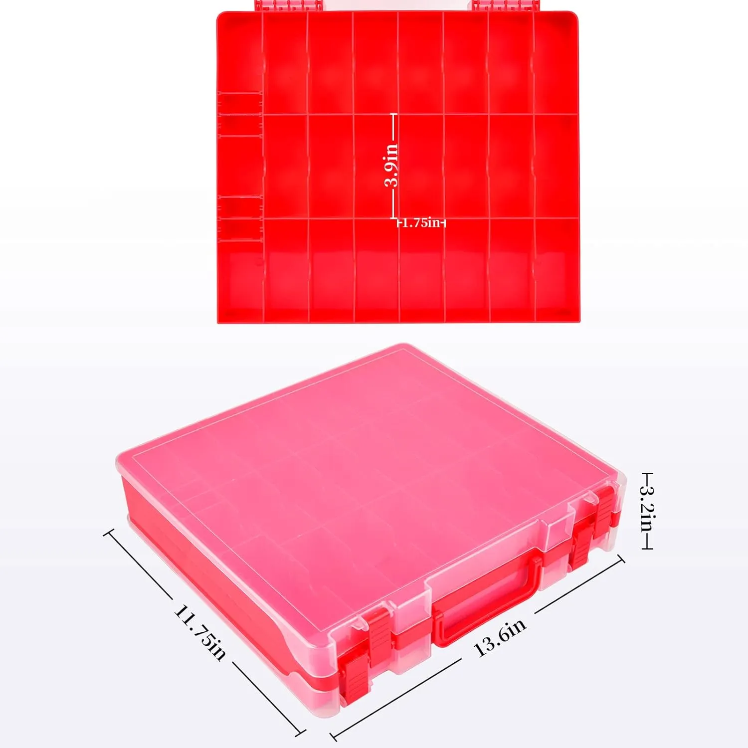 FULLCASE Toys Organizer Storage Compatible with Hot Wheels Car, Container for Matchbox Cars, Mini Toy, Small Dolls, Double Sided Carrying Box for Hotwheels - 48 Compartments (Case Only) Red