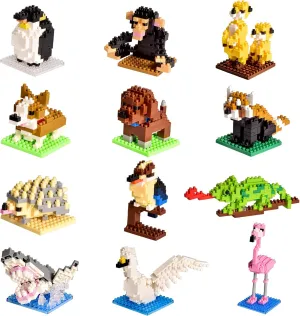 FUN LITTLE TOYS Party Favor for Kids Building Set, Mini Animals Building Blocks Sets Goodie Bags Stuffers for Kid, Small Toy Prizes, 12Pack Kit Birthday Party Favor Gifts Toys for Ages 8-13
