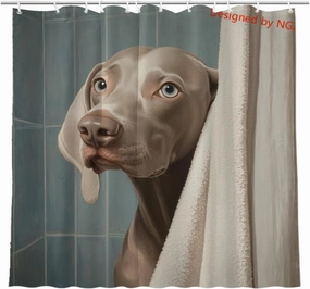 Funny Dog Cute Weimaraner Shower Curtain Durable Waterproof Fabric Bathtub Sets Home Fabric Bathroom Shower Curtain Set with Hooks 72x72 Inch