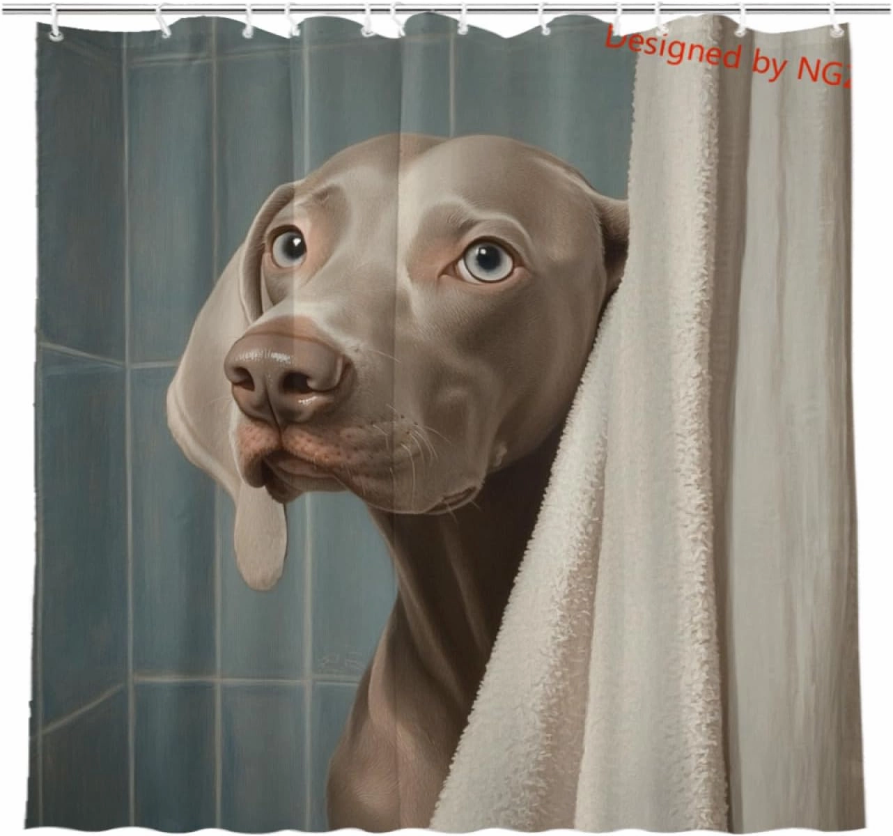 Funny Dog Cute Weimaraner Shower Curtain Durable Waterproof Fabric Bathtub Sets Home Fabric Bathroom Shower Curtain Set with Hooks 72x72 Inch