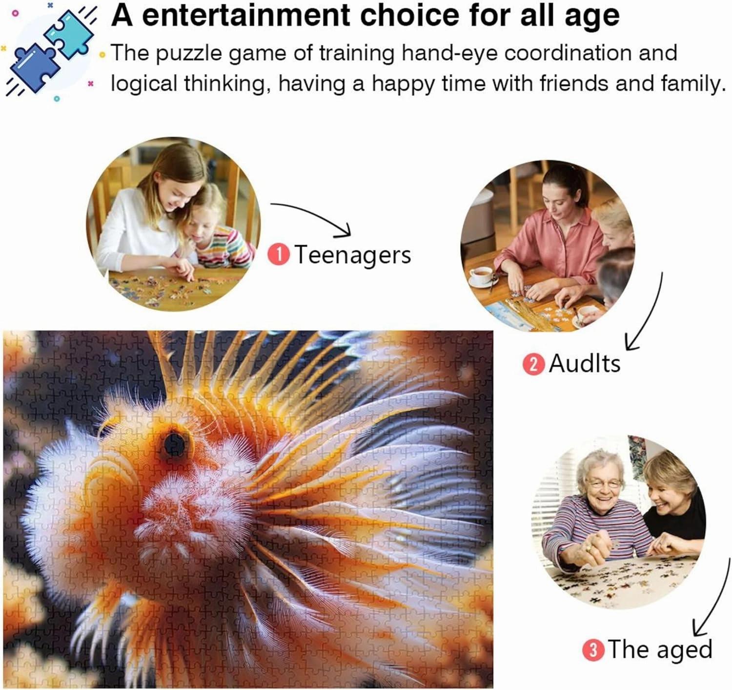Funny Sea Fish Jigsaw Puzzles 500 Pieces for Adult Game Puzzle Gifts Family Puzzle Floral Landscape