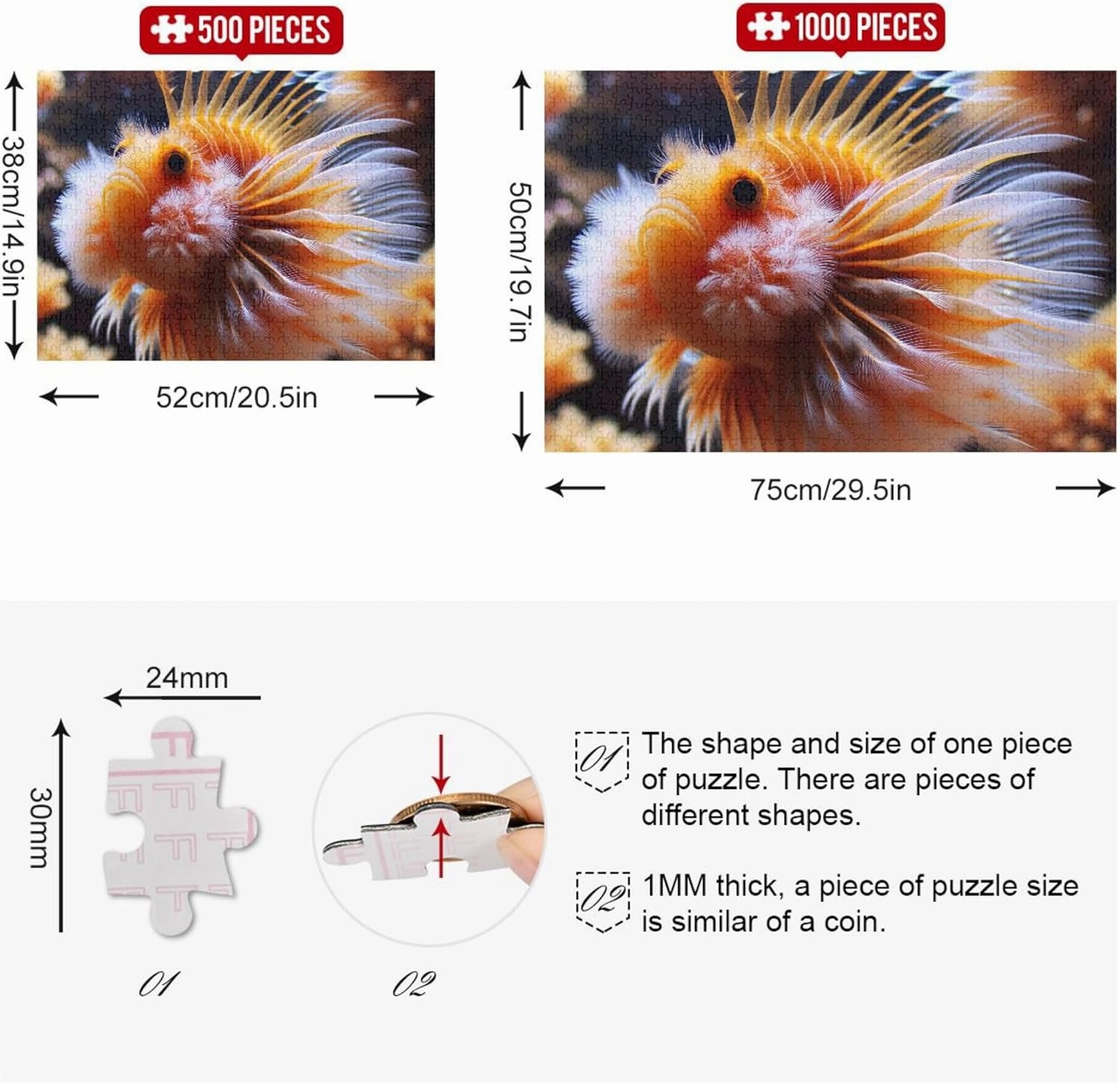 Funny Sea Fish Jigsaw Puzzles 500 Pieces for Adult Game Puzzle Gifts Family Puzzle Floral Landscape