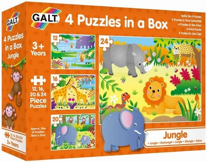 Galt Toys, 4 Puzzles in A Box - Jungle, for Ages 36