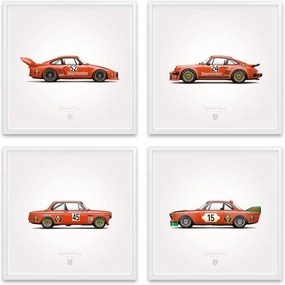 GarageProject101 Jägermeister Racing Classic 911 Carrera, 2002, CSL Illustration Poster Print - Set of 4