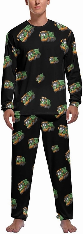 Garbage Truck Novelty Men's Pajama Set Long Sleeve Pjs Sleepwear Top And Pants